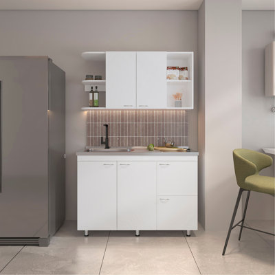 Kitchen Cabinet Set, 6 Doors, 9 Shelves