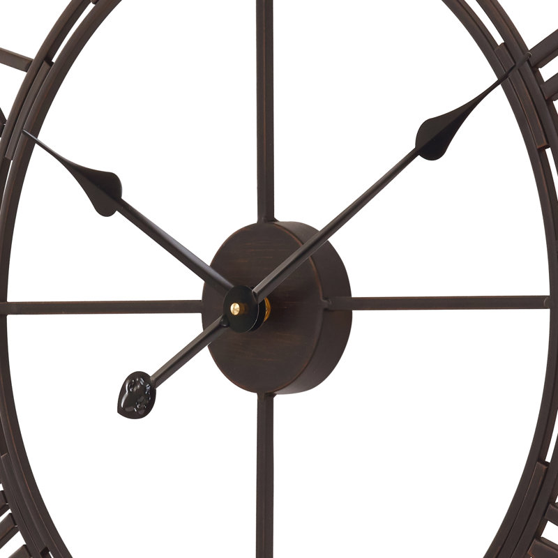 Très grande horloge murale romaine ronde, 27 diamètre, Bronze huilé