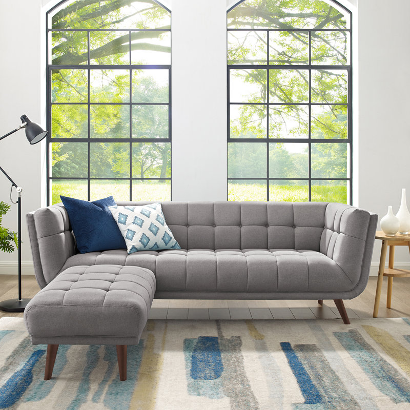 Simon 225.6Cm Square Arms Sofa, Light Grey, Walnut