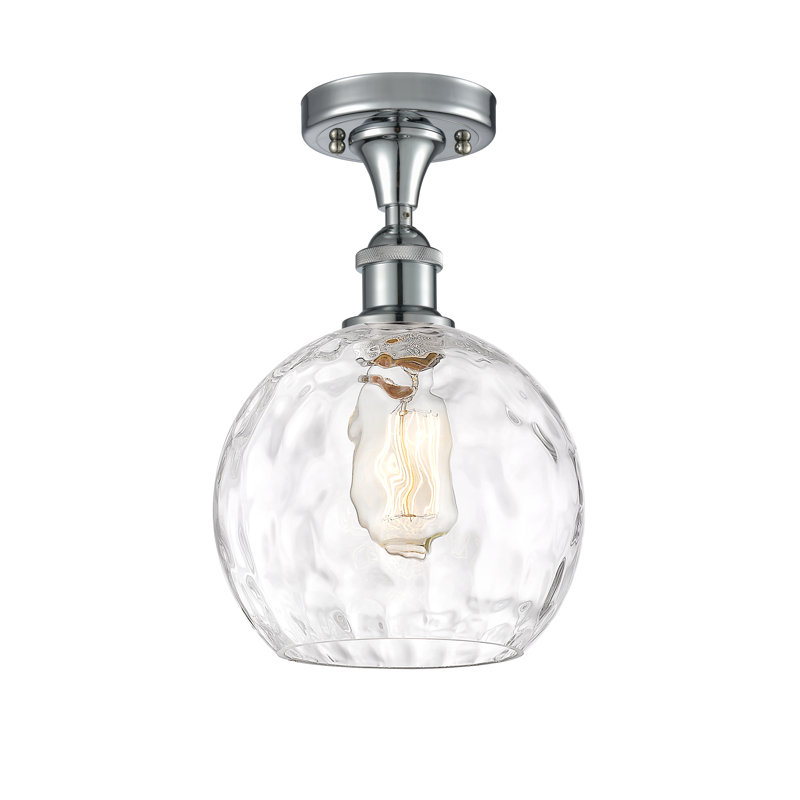 Cindi Glass Semi Flush Mount, No Bulb Included, 13" H x 8" W x 8" D, Polished Chrome