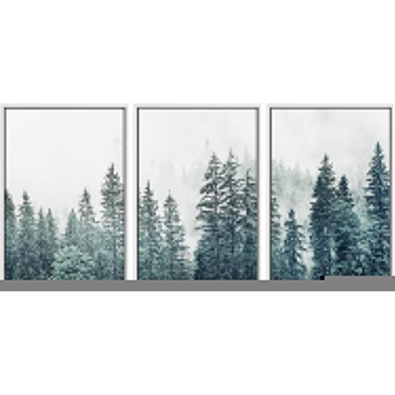 «Misty Forest Landscape», pin, nature, forêt, chambre de bébé, reproduction sur toile, H 36 po x l 24 po x P 1,5 po