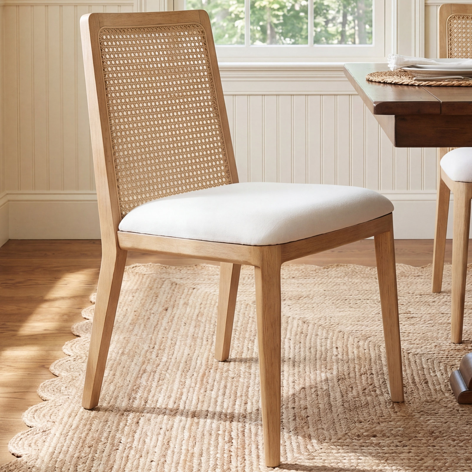Furley Cotton Dining Chair, Natural Frame