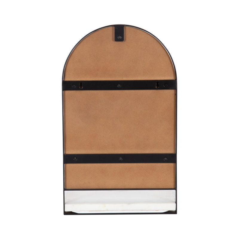 Cielo Arch Mirror with Shelves, Black/White, 34" x 20"
