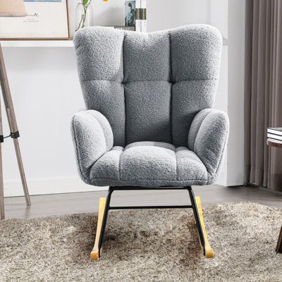 Teddy Upholstered Nursery Rocking Chair with Side Pockets