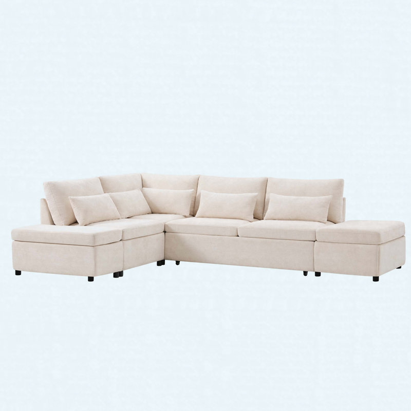 Canapé-lit modulaire en L 107 po avec repose-pieds escamotable et rangement