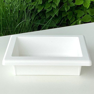 Support à plante rectangulaire blanc