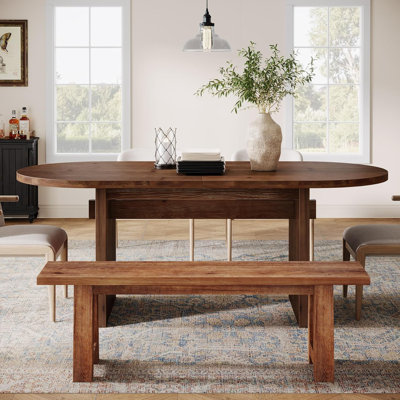 63-Inch Oval Solid Wood Dining Table