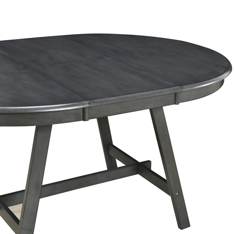 Ensemble de table de salle à manger Table de salle à manger extensible ronde avec chaises, Gris, Gris