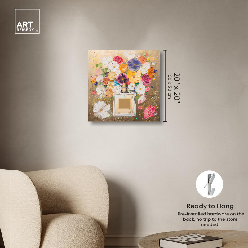 Soft Fragrance of Petals Abstract Canvas Art in 20" x 20"