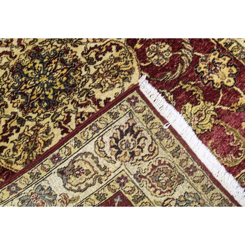 Hand-Knotted High-Quality Red and Cream Area Rug
