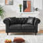 Canapé en tissu 66 po Chesterfield ‌tech, canapé à accoudoirs roulés en tissu de haute technologie, canapé rembourré de style Mid-Century moderne, canapé 2 places pour le salon, le bureau, un appartement, noir-851071481