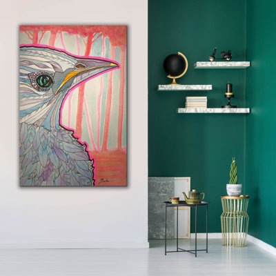  «Blue Bird And Red Trees» par Bebe Keith, art mural sur toile, 40 po x 60 po