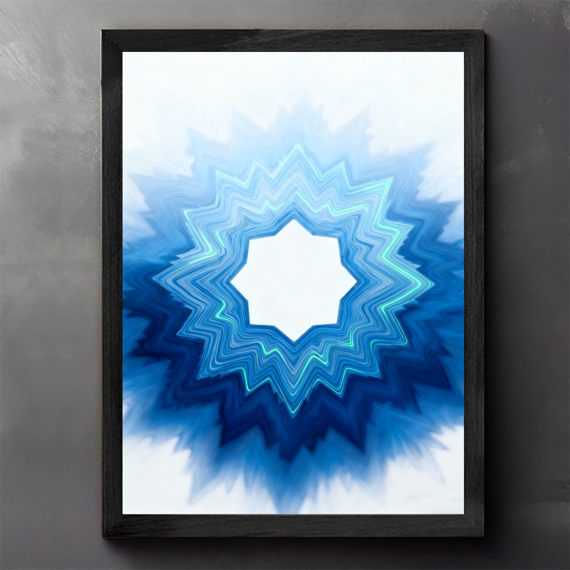 Reproduction d'art encadrée noire rétro bleue simple et unique, H 11 po x l 9 po