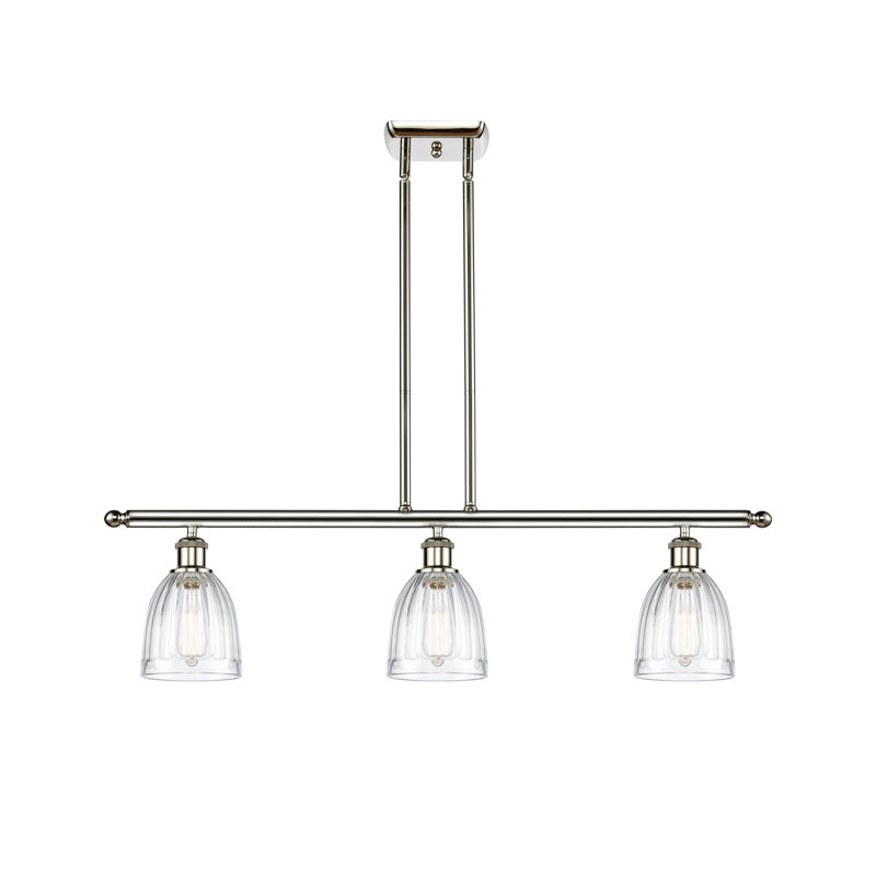 Dunder 3 - Light Kitchen Island Pendant, 6 Watt Vinage LED Bulb, Polished Nickel