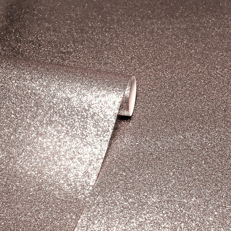Fason 6m x 53cm Textured Glitter Wallpaper Roll, Rose Gold