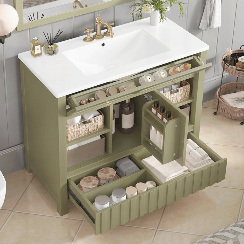 Meuble-lavabo 36 po avec lavabo, Vert