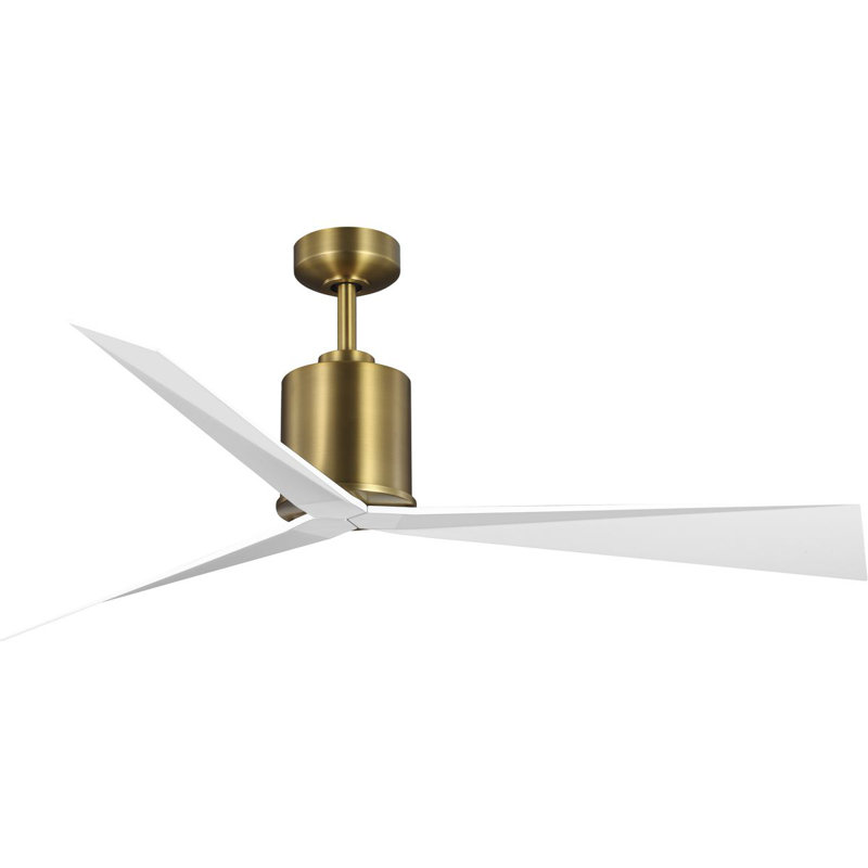 Paso 60'' Vintage Brass Ceiling Fan with Matte White Blades