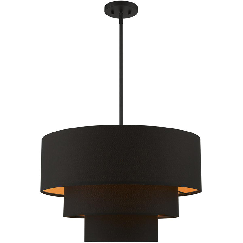 Lustre suspendu 4 lumières en nickel brossé, Blanc, Noir, Noir