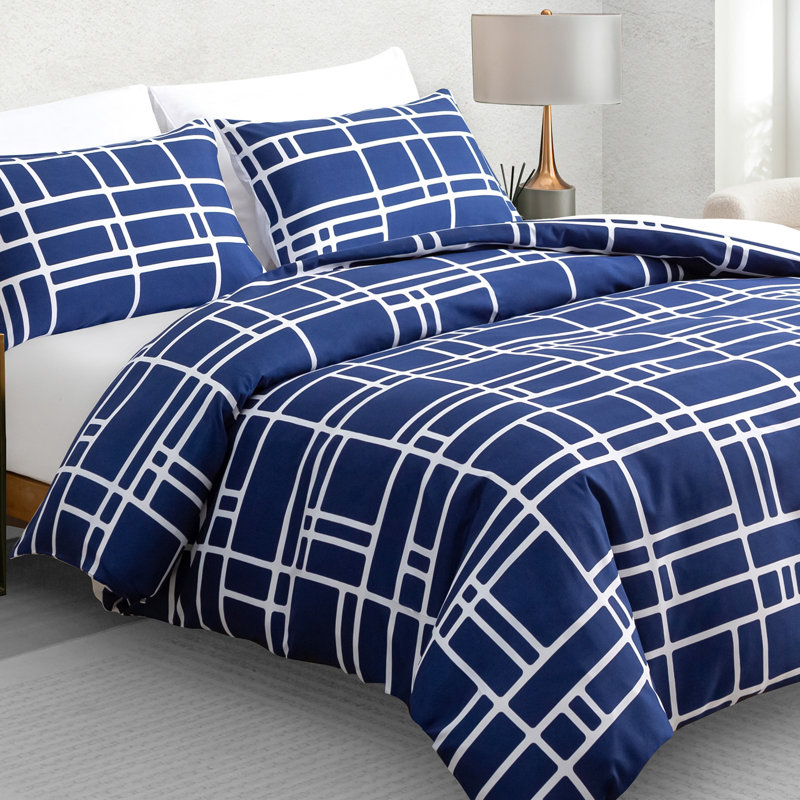 Premium Reversible Duvet Cover Set with Zipper Closure and Corner Ties, King Duvet Cover Set + 2 Standard Pillowcases