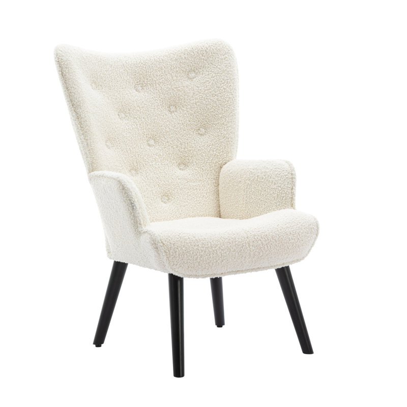 Cleaton Upholstered Armchair, White Polyester Blend