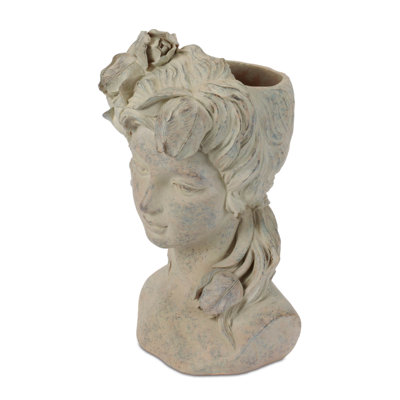 Floral Woman Bust Planter 10.5"H