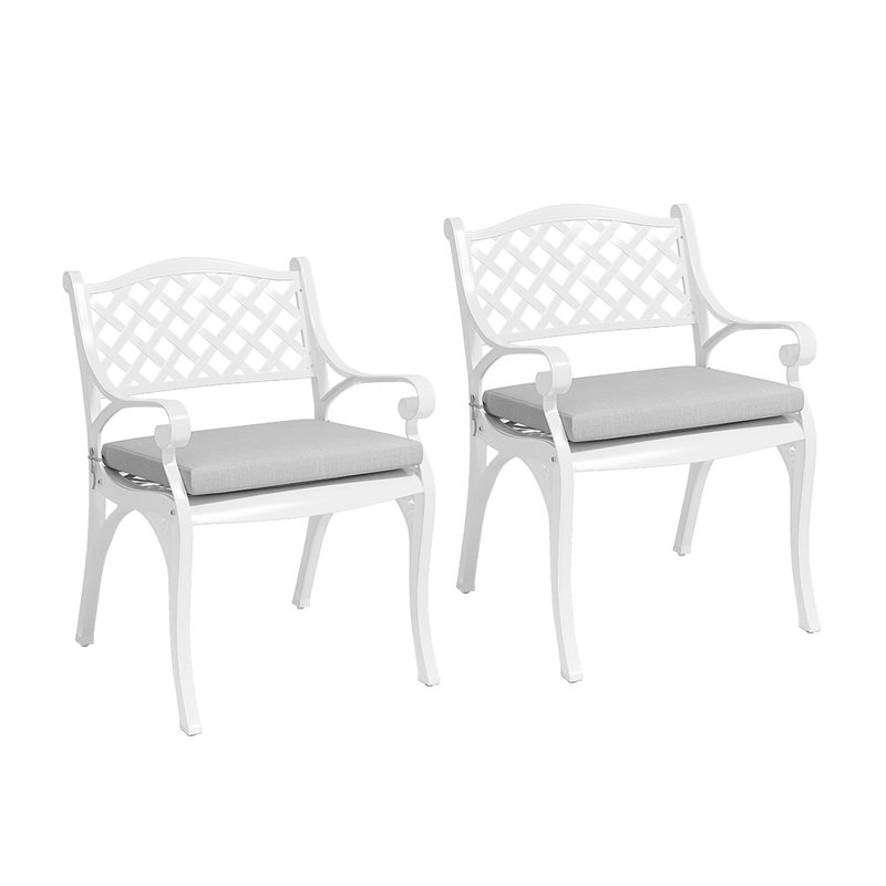 Candi Patio Dining Armchair with Cushion, White