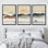 «Abstract Landscape Rising Sun Misty Ocean Mountain», peinture sur toile 3 pièces