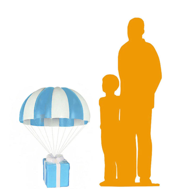 Statue suspendue parachute grandeur nature, Bleu / blanc