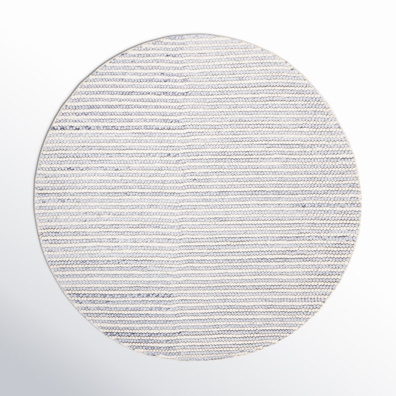 Tapis fait à la main Cleodora Dots - ivoire / bleu, Rond 4 pi