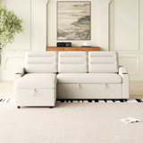 Convertible Sleeper Combo Sofa, Convertible Sofa Bed Polyester Pullout Bed With Storage Recliner And Cup Holder For Living Room, Tight Spaces
