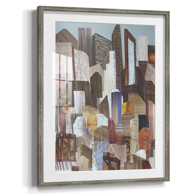 «Birds II», reproduction encadrée, Papier encadré argent vieilli, Blanc