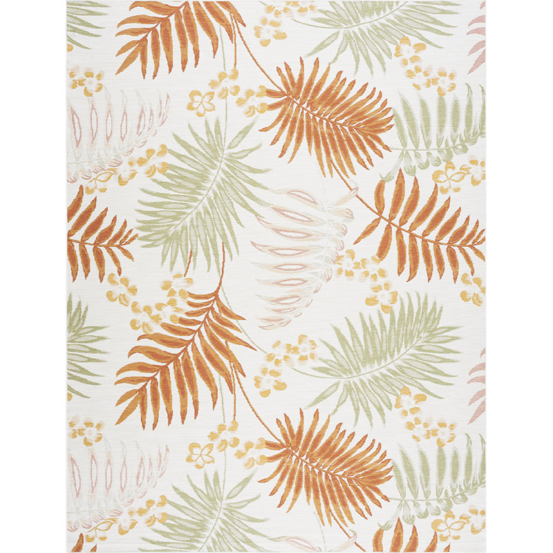 Tapis intérieur / extérieur en polypropylène tissé à plat réversible Valery - orange , Rectangle 7 pi 11 po x 10 pi 3 po