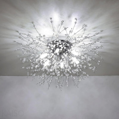Crystal Flush Mount Ceiling Light, Modern Sputnik Firework Close To Ceiling Lamp, Led Ceiling Light Fixtures For Bedroom Kitchen Island Entryway Hallway Foyer