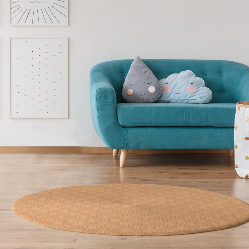 Chenille Geometric Indoor Rug, Round 5'