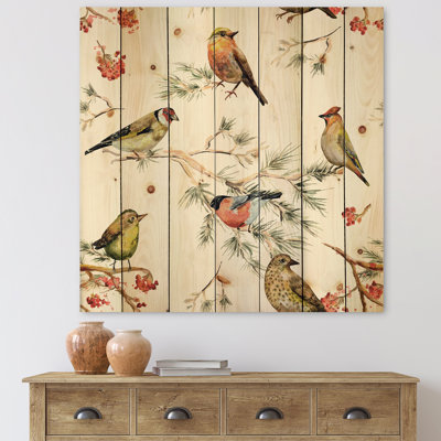 " Forest Birds On Branches " Painting Print