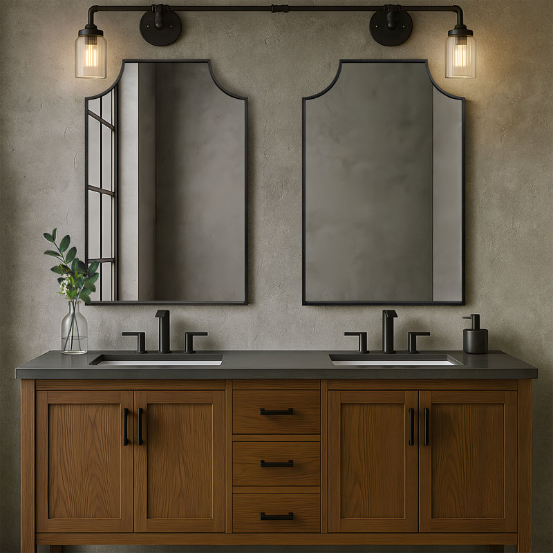 Modern Matte Black / Gold Vanity Mirrors, Bathroom Wall Mirrors, Matte Black