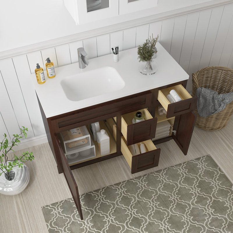Base de meuble-lavabo simple 48 po seulement, Brun