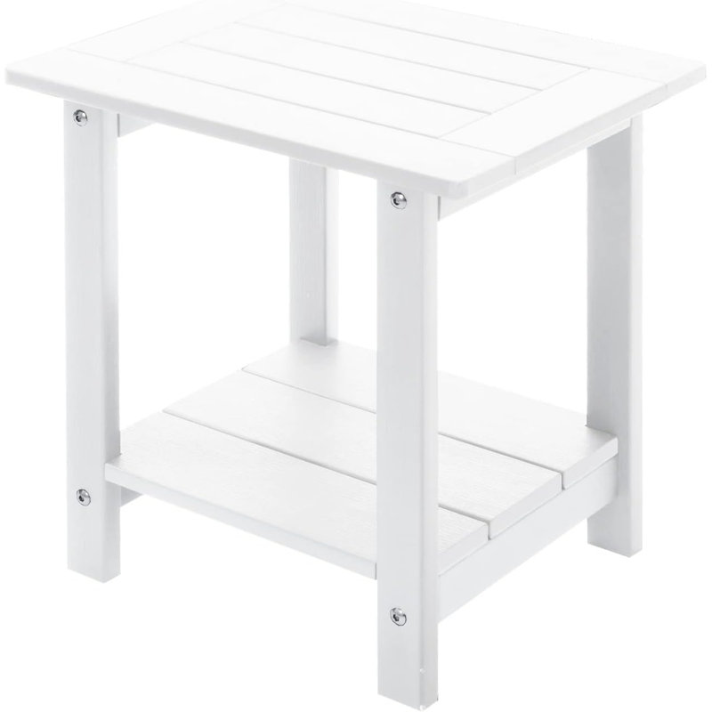 White Weather Resistant Polystyrene Outdoor Rectangular Side Table