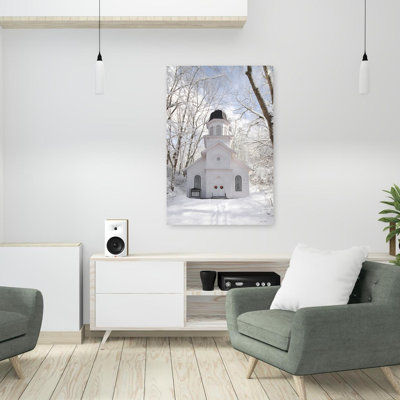 «Church In The Woods», art contemporain de paysage hivernal abstrait