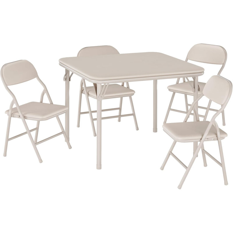 Folding Table & Chairs Set for Kids, Space-Saving Daycare Furniture, Beige