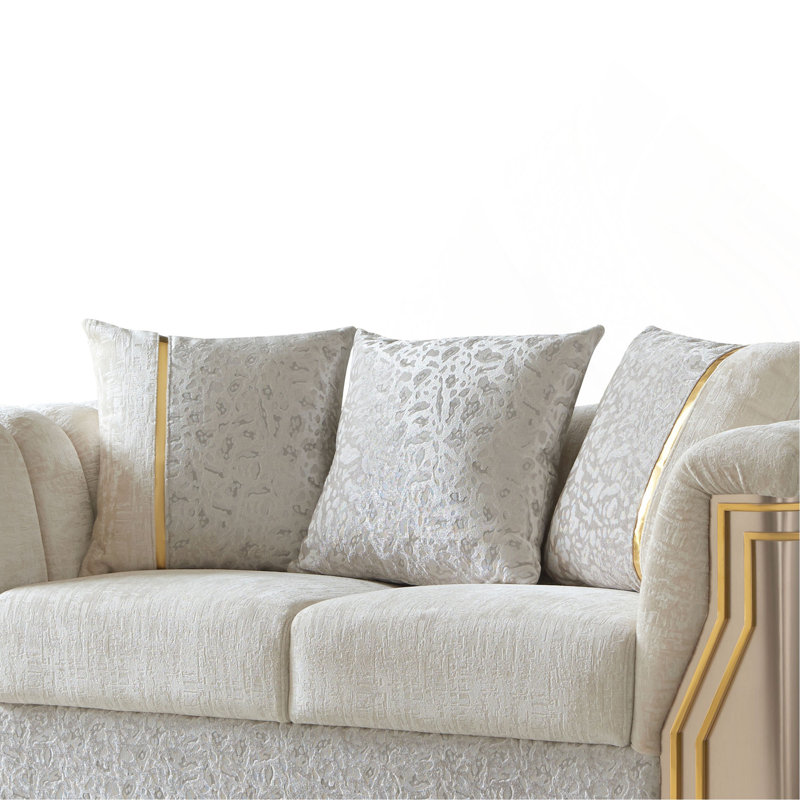 Ensemble 2 pièces de revêtement en bois deux tons avec design moderne, accents dorés en acier inoxydable