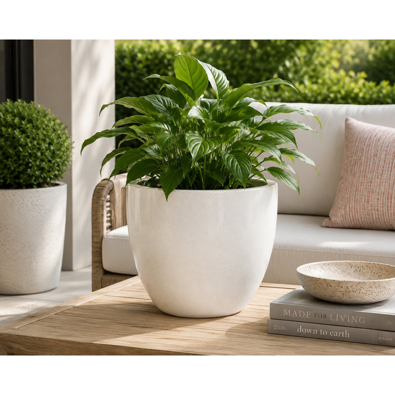 Pot Eloy de 48 cm (19 po) - Blanc, 16" H x 19" W x 19" D, White