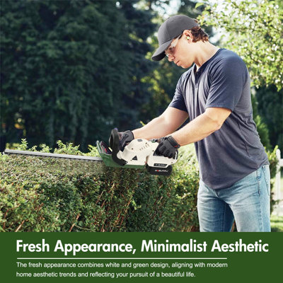 21V Cordless Hedge Trimmer with 20" Dual-Action Blade, Handle Electric Hedge Trimmer with 3.0Ah Battery and Fast Charger for Garden, Shrub, Grass and