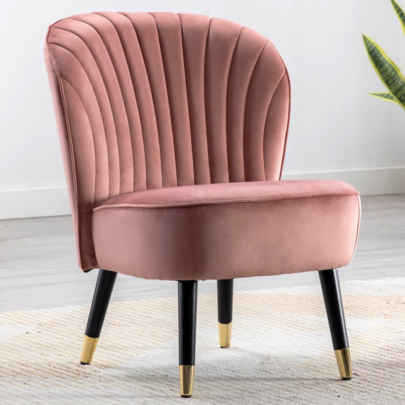 Elyria Velvet Side Chair, Pink