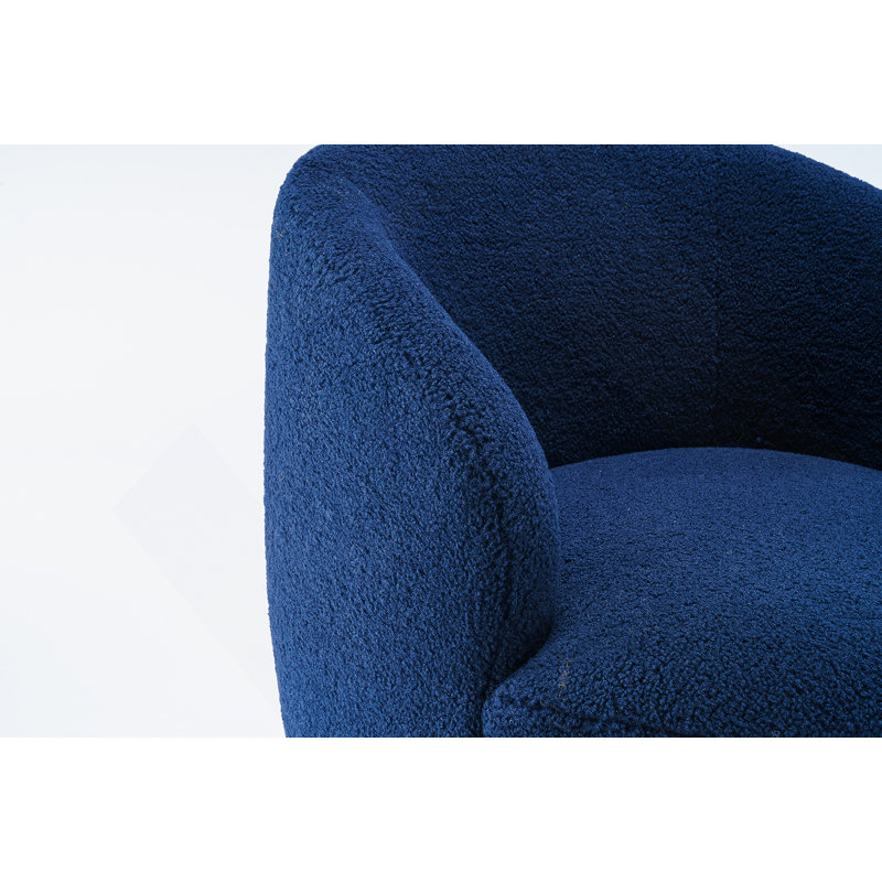 Genece Upholstered Swivel Accent Chair, Dark Blue Wool
