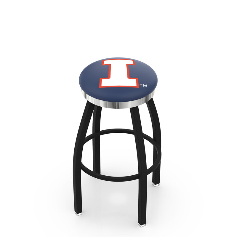 Tabouret de bar pivotant de 30 po NCAA, Chrome, Université de l'Illinois