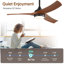 Ventilateur de plafond moderne à 3 pales de 52 po avec lumière et télécommande Whisper, adapté pour un abri intérieur / extérieur, disponible en 3 couleurs-244543-244537