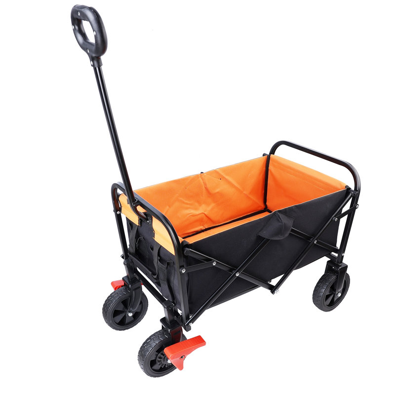 Mini chariot de plage pliable, Noir / Orange