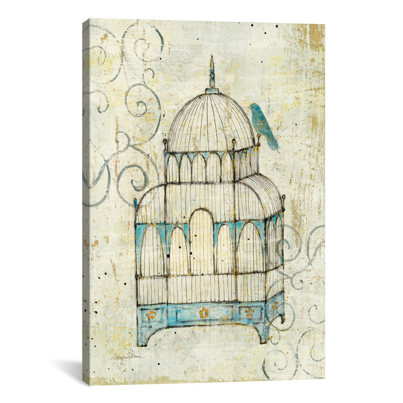 « oiseau cage ii », reproduction d’art sur toile tendue, H 8 po x l 12 po x P 0,75 po