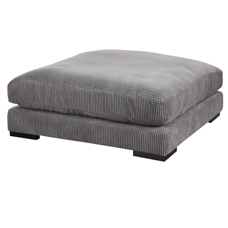 Lonsdale Square Ottoman, Gray Corduroy
